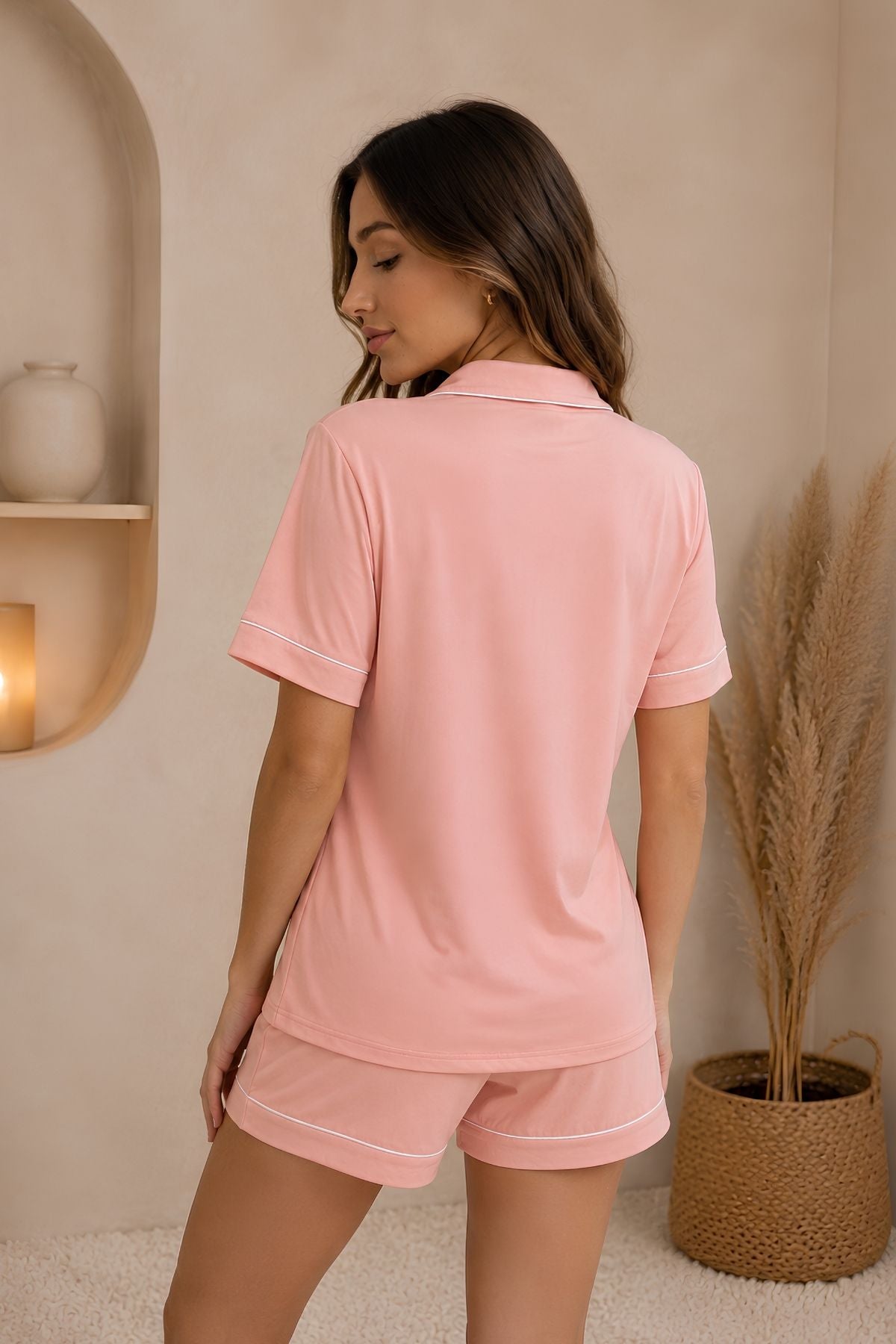 PIJAMA BRUSH SHORT MANGAS PALO ROSA