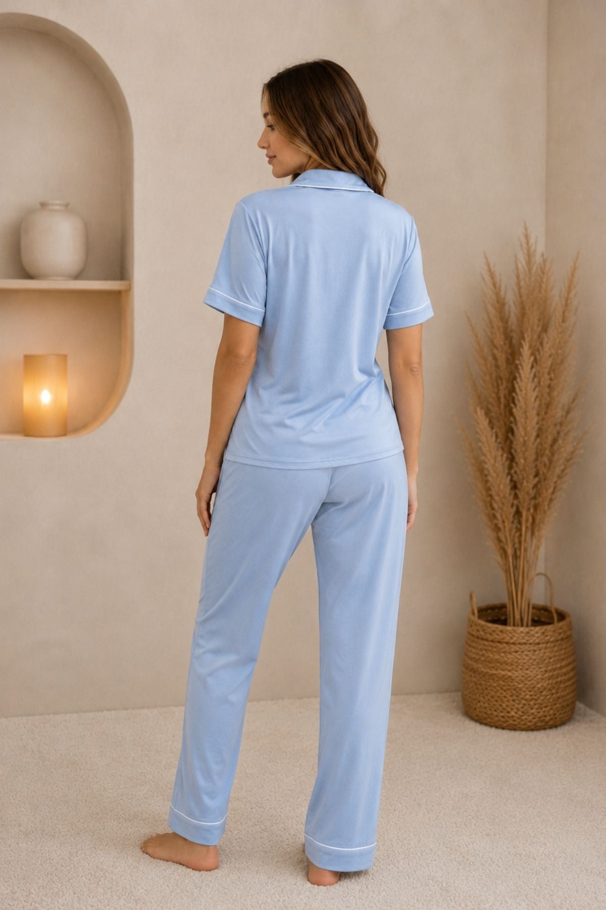 PIJAMA BRUSH PANTALON MANGAS CELESTE