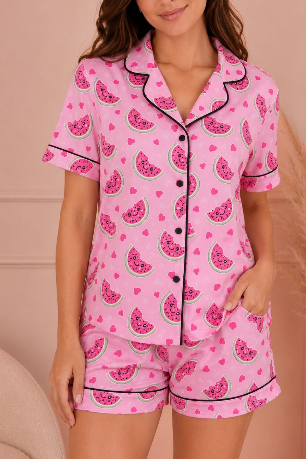 PIJAMA BRUSH SHORT MANGAS SANDIA