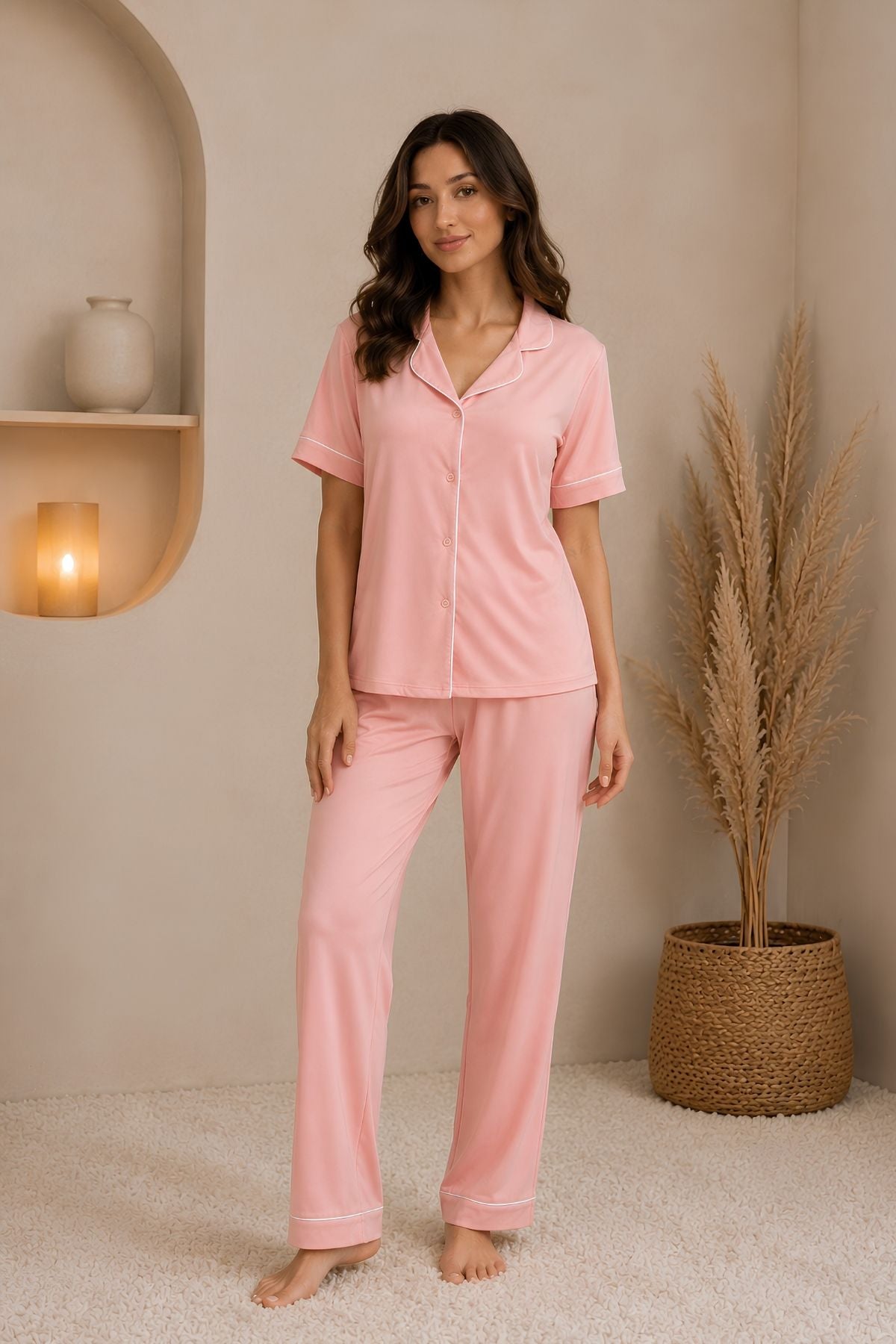 PIJAMA BRUSH PANTALON MANGAS PALO ROSA