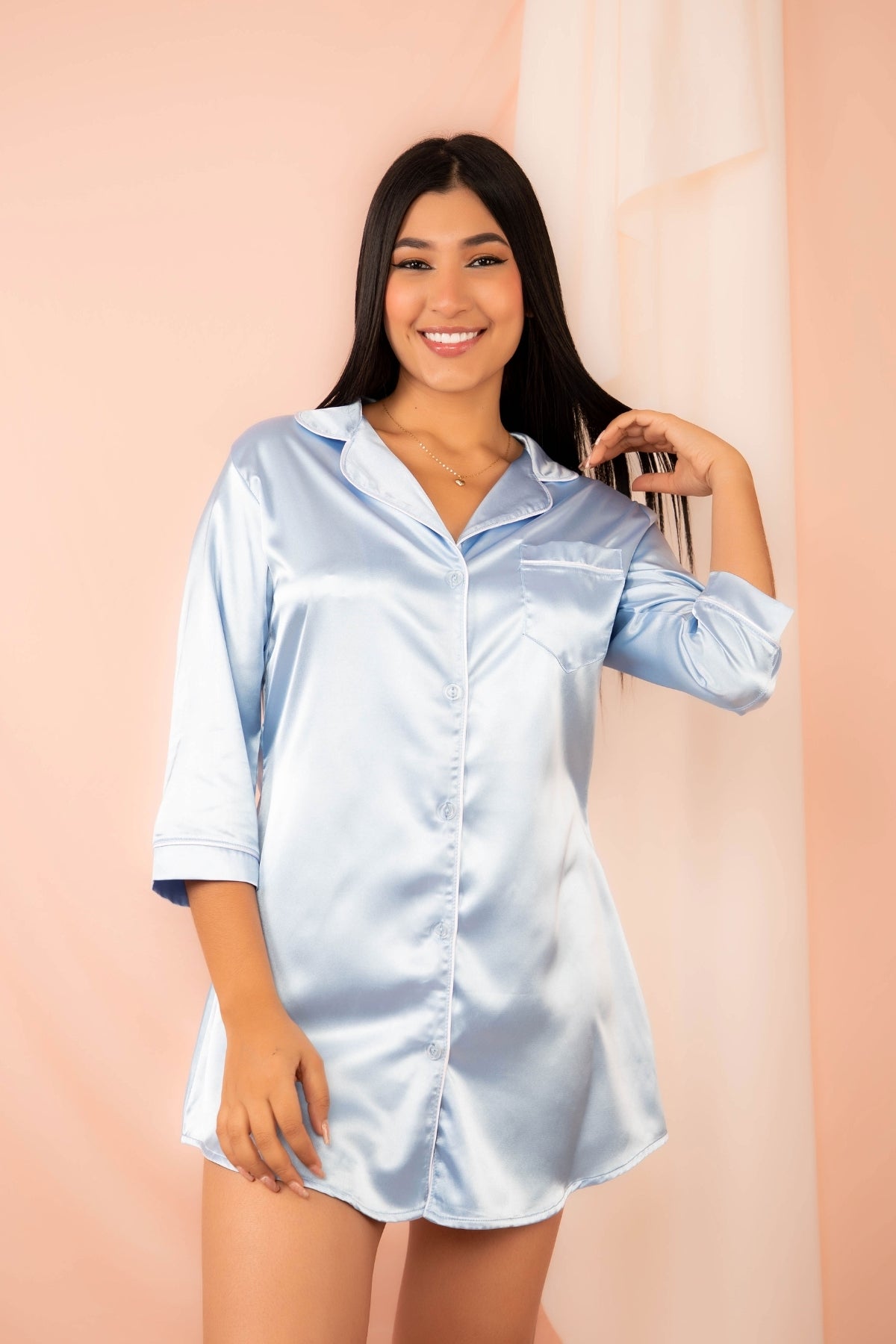 BLUSÓN SATIN CELESTE