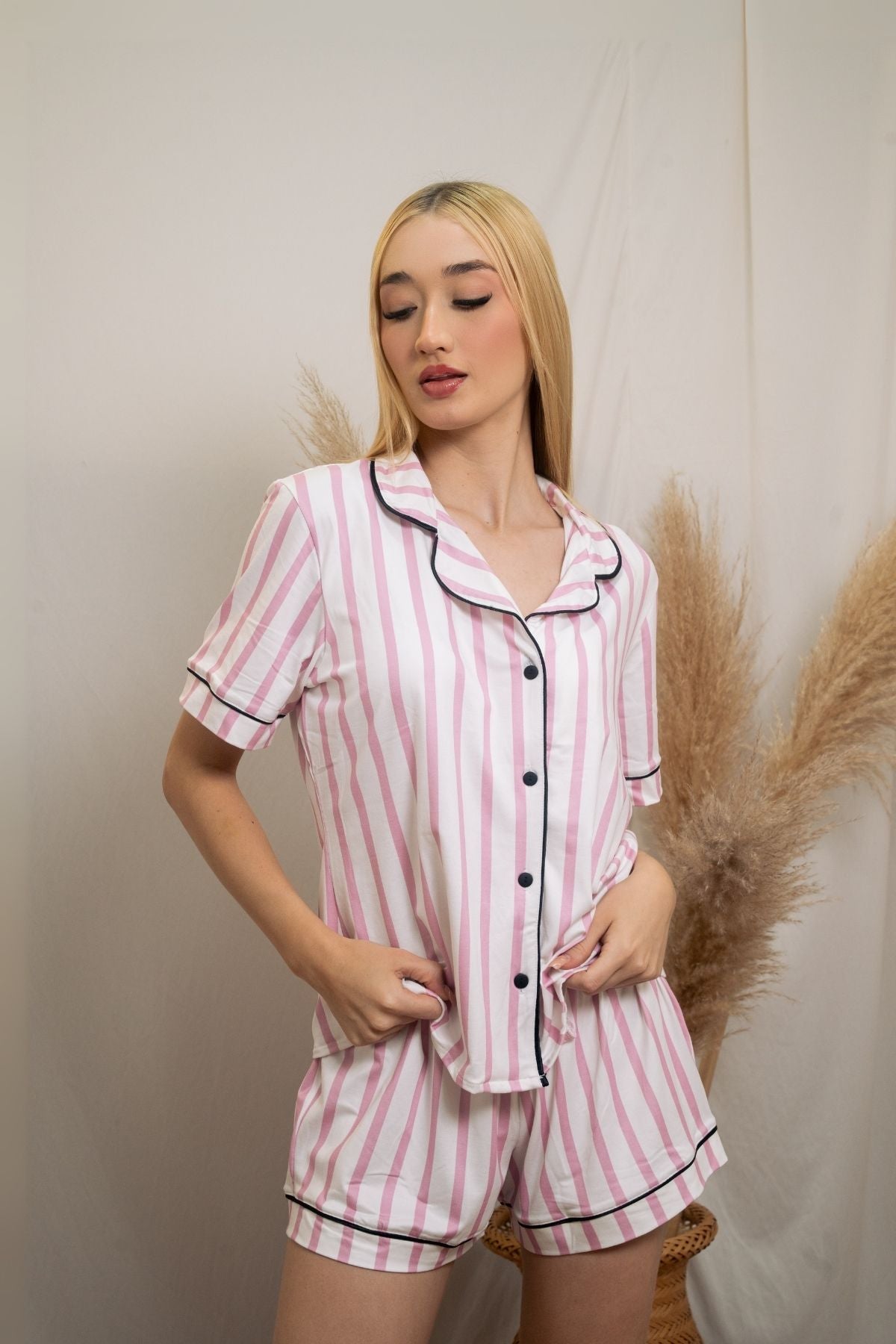 Conjunto Short - Líneas Rosa