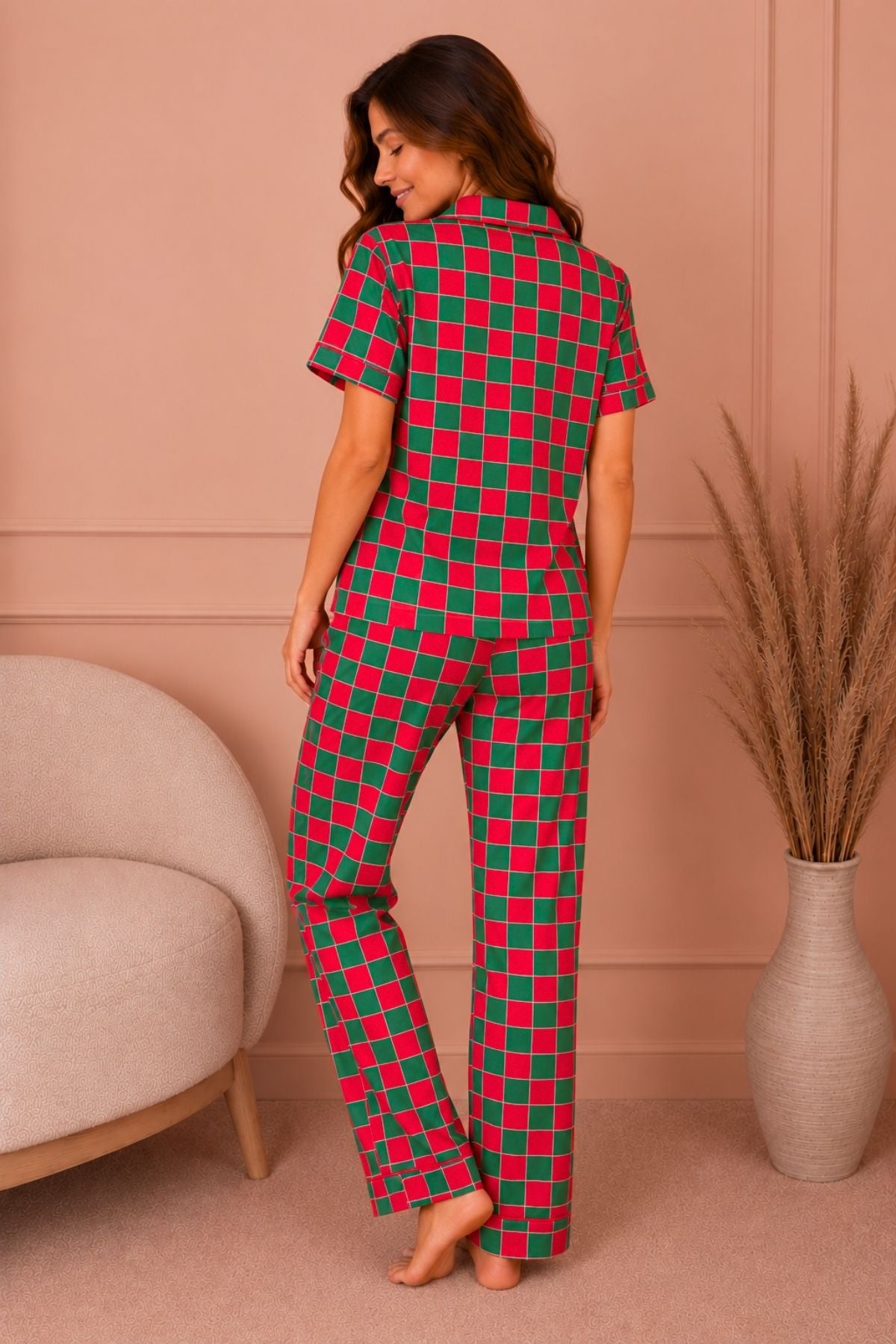 PIJAMA BRUSH PANTALON MANGAS CUADROS