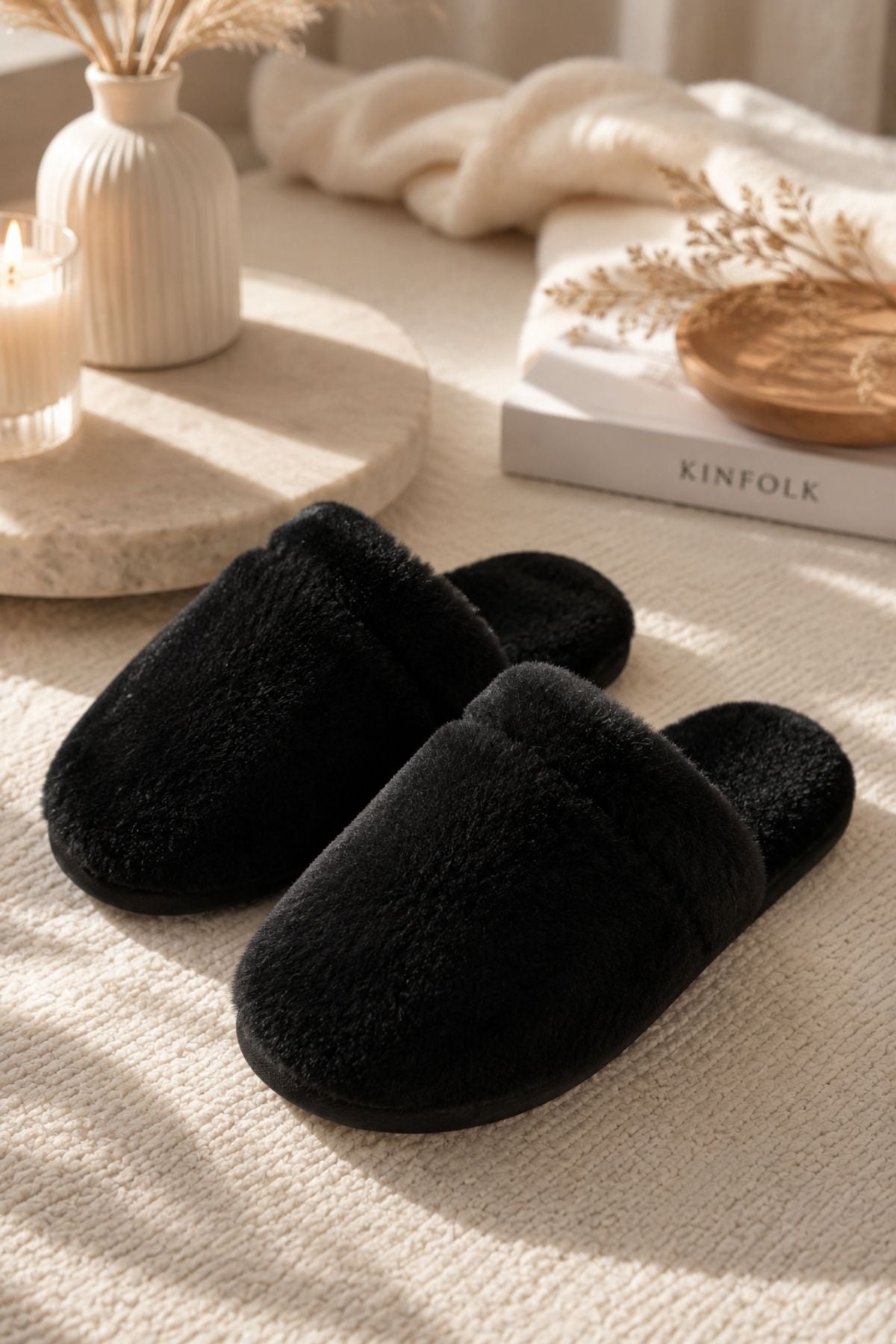 PANTUFLA DE FELPA SLIPPER NEGRO