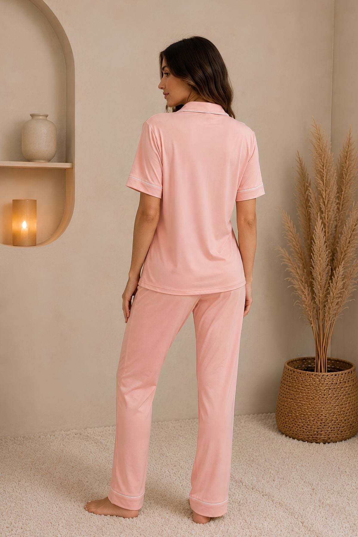 PIJAMA BRUSH PANTALON MANGAS PALO ROSA