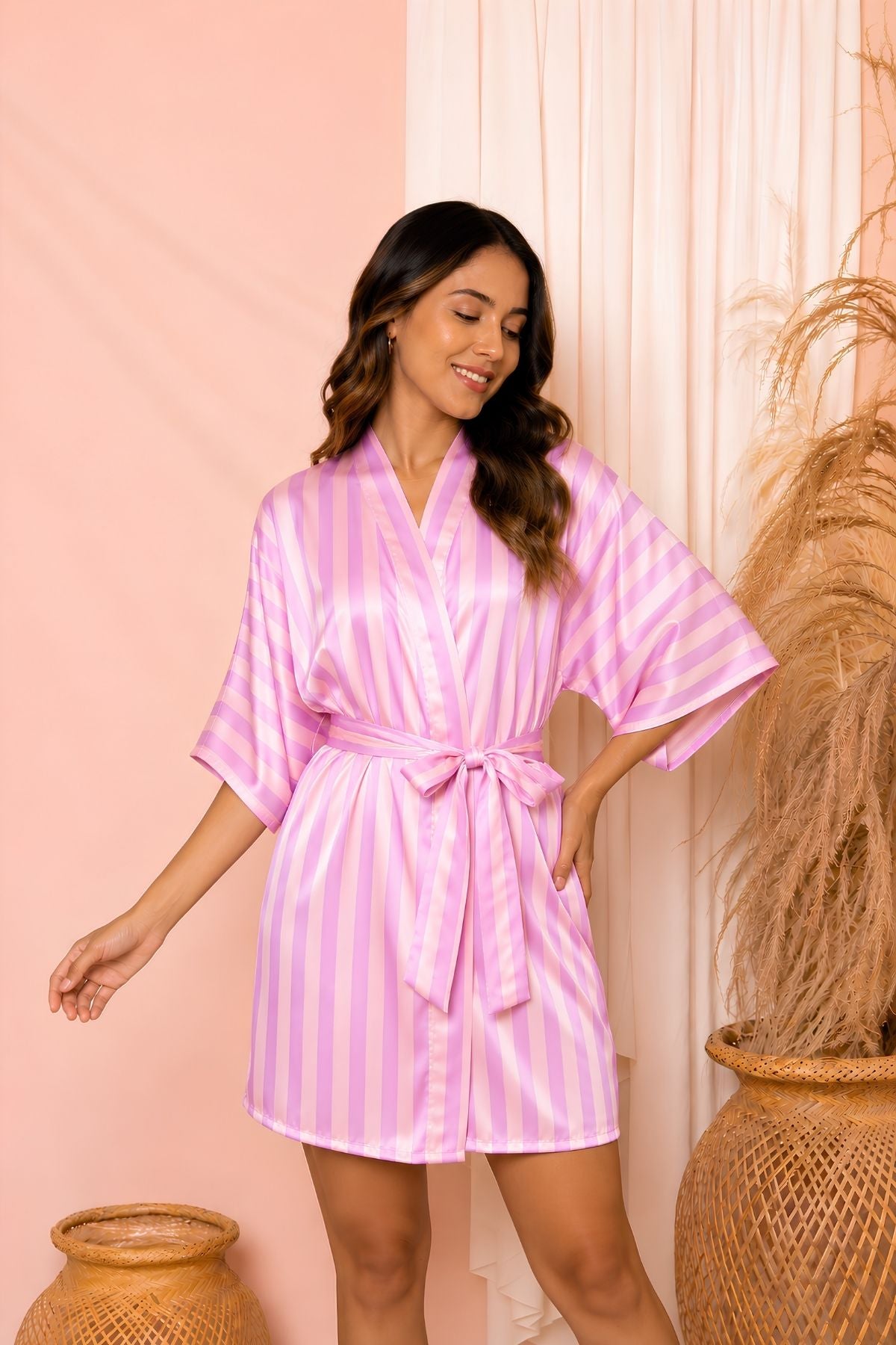 LEVANTADORA SATIN LINEAS ROSA