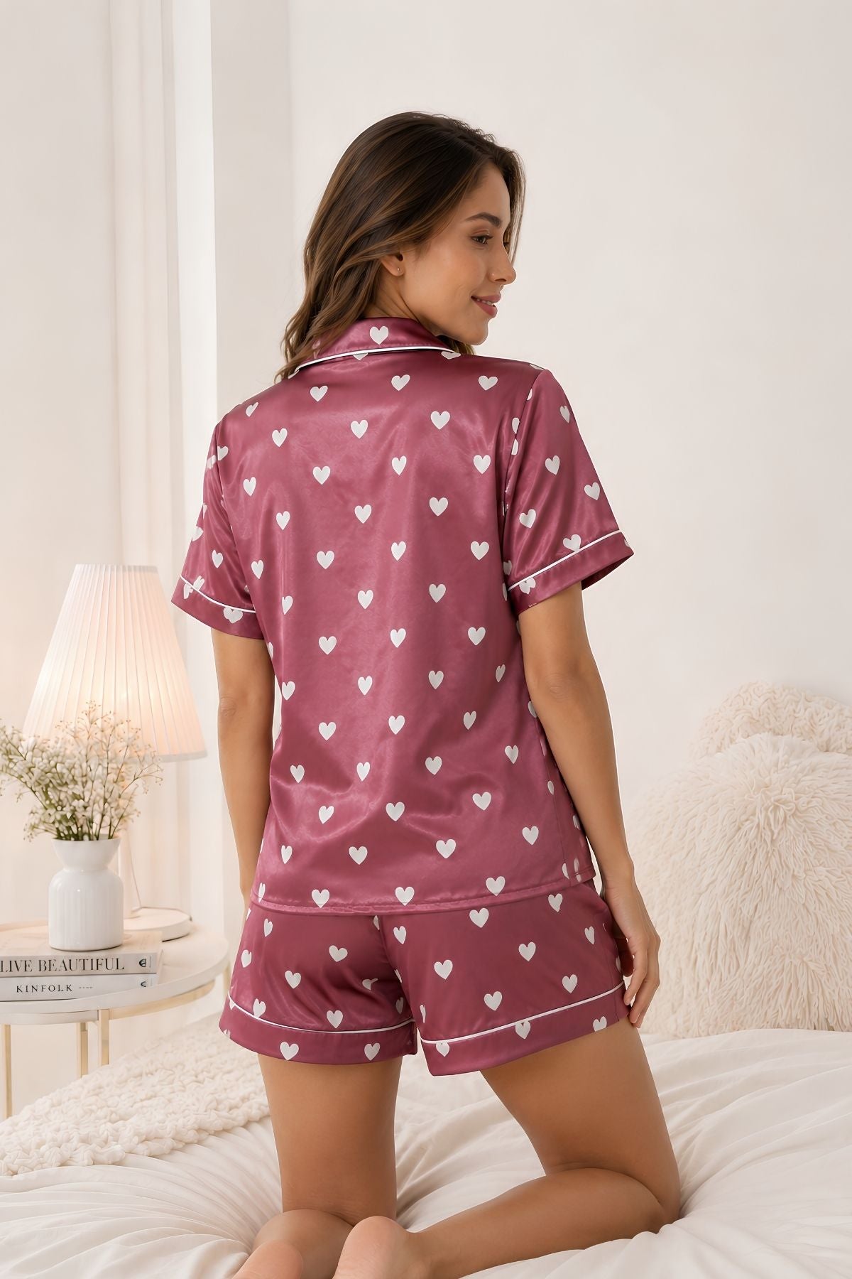 PIJAMA SATIN SHORT MANGAS LOVE