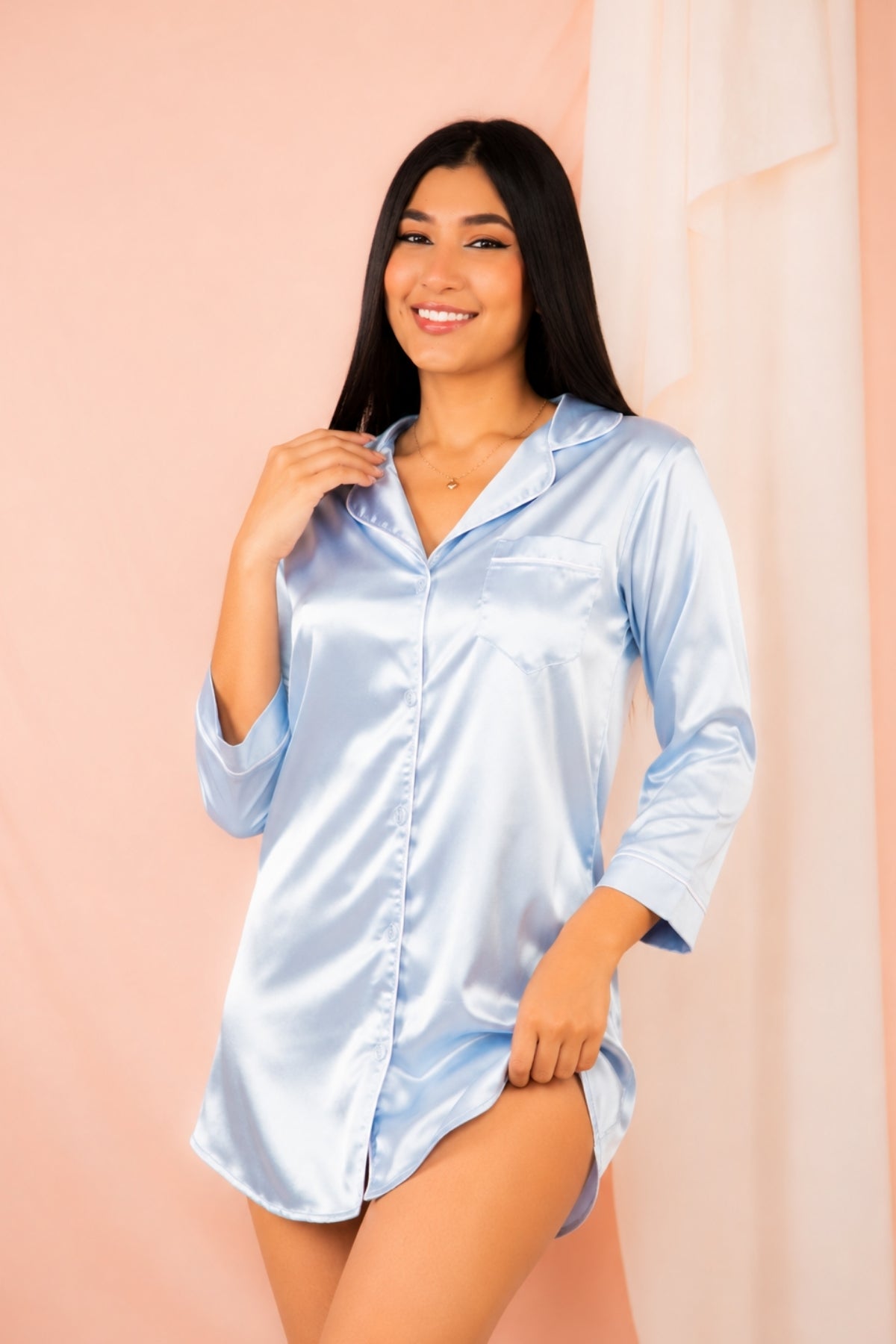 BLUSÓN SATIN CELESTE