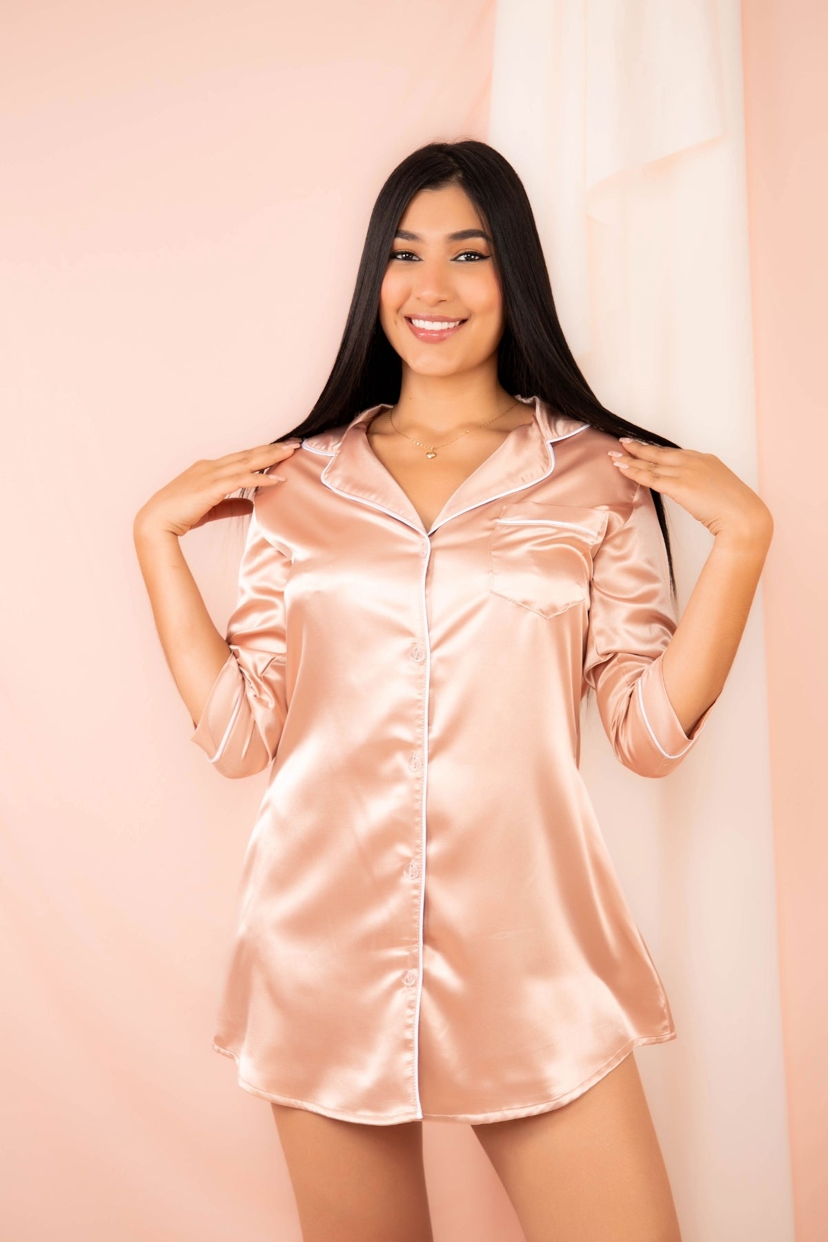 BLUSÓN SATIN PALO ORO ROSA