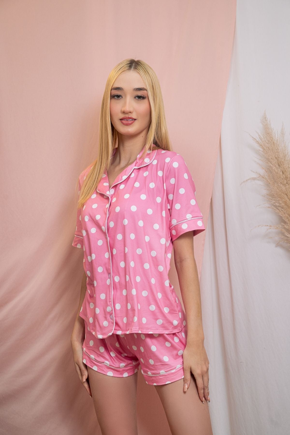 Conjunto Short - Puntos Rosa