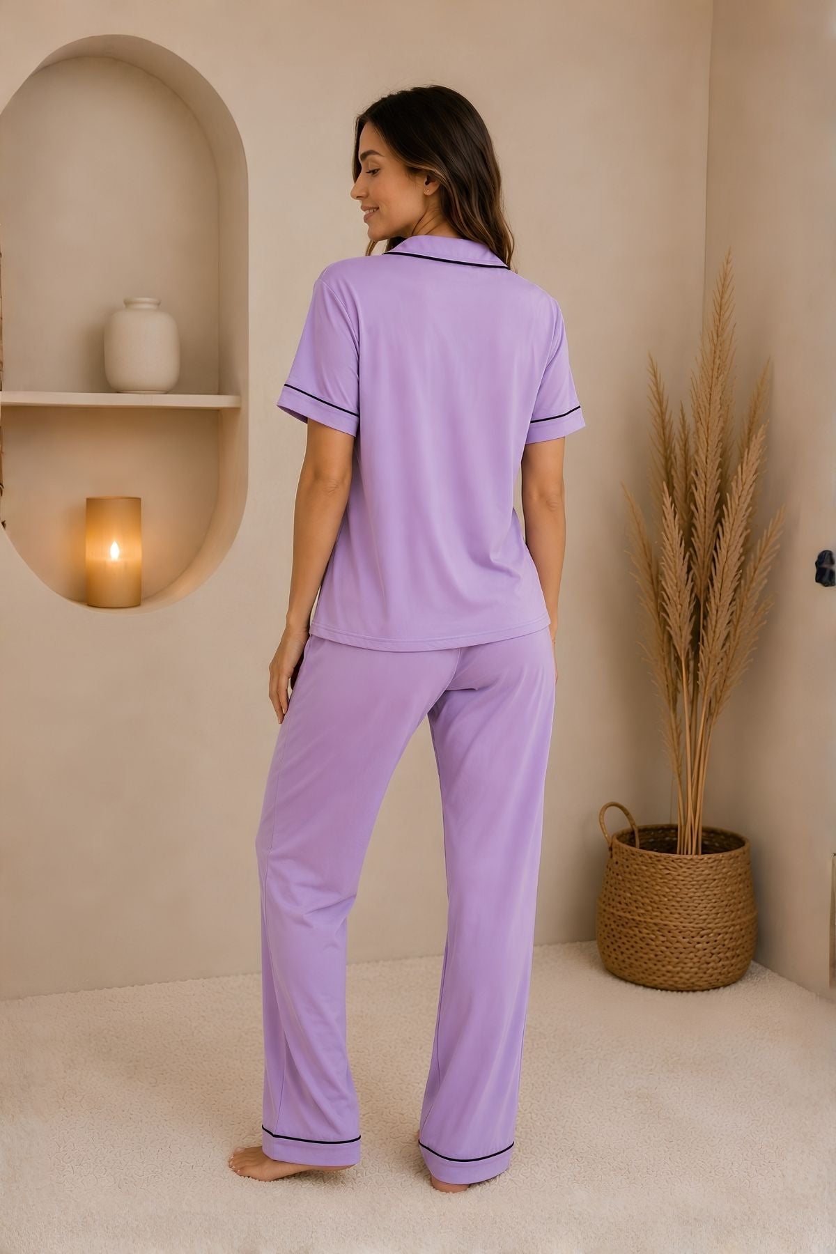 PIJAMA BRUSH PANTALON MANGAS LILA