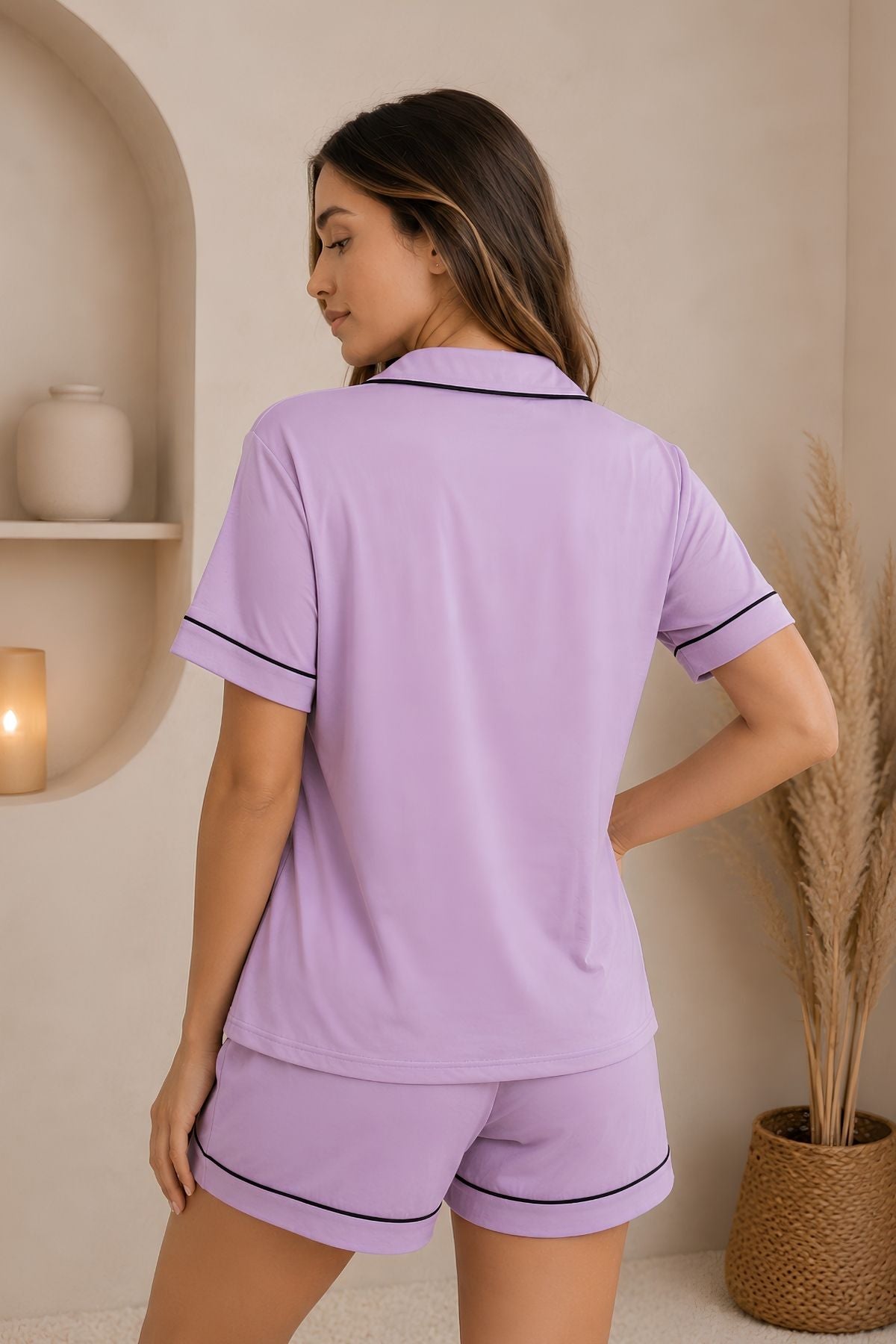PIJAMA BRUSH SHORT MANGAS LILA
