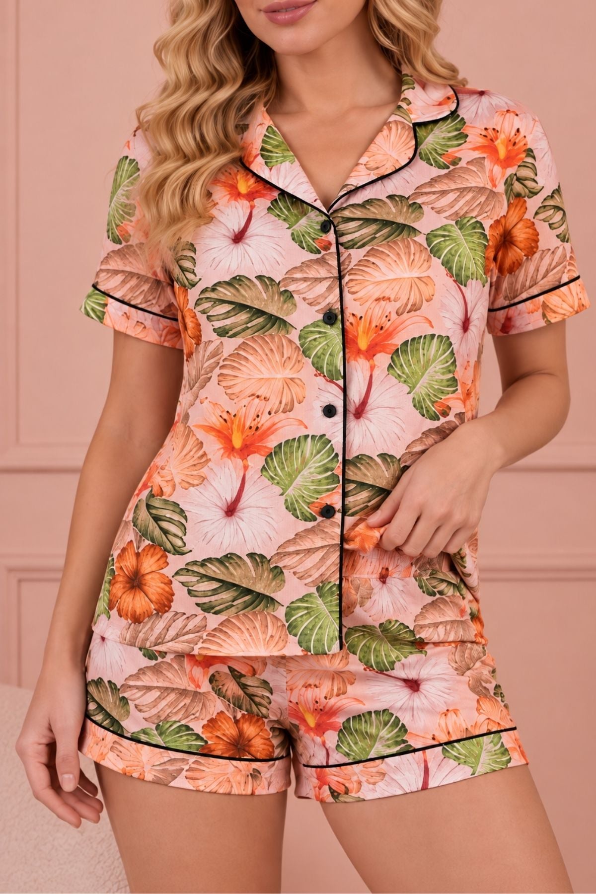 PIJAMA BRUSH SHORT MANGAS TROPICAL