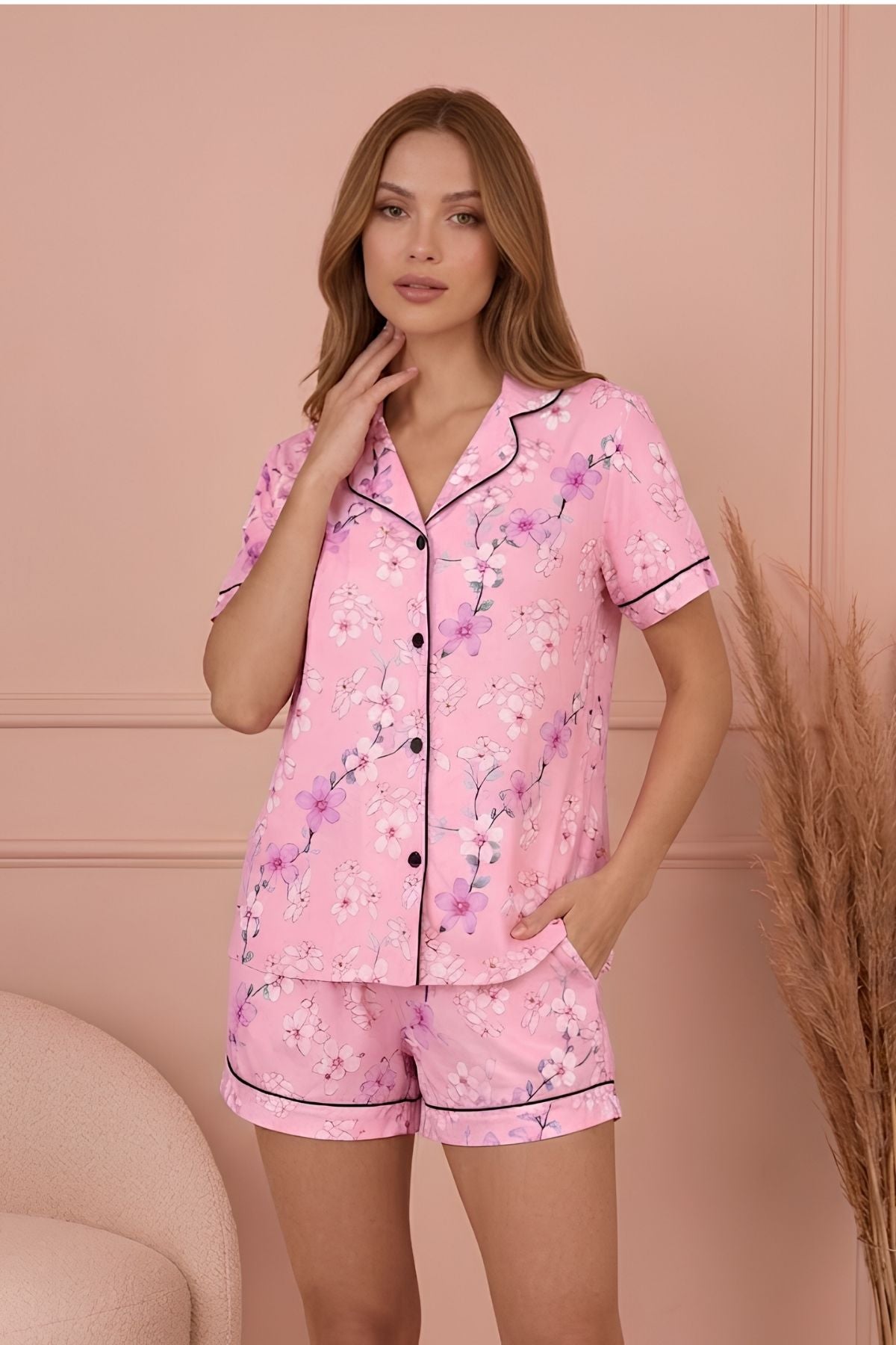 PIJAMA BRUSH SHORT MANGAS FLORES