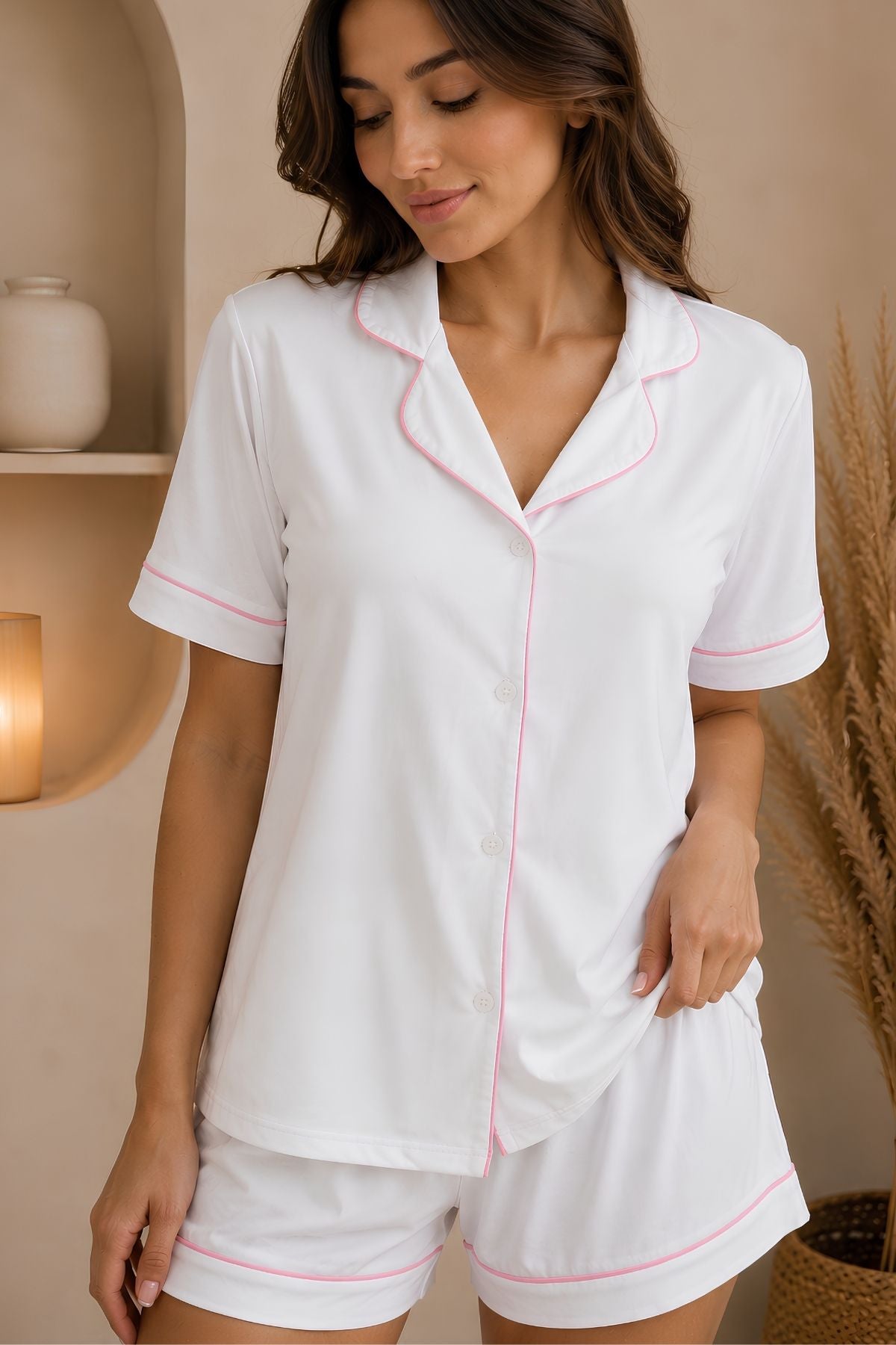 PIJAMA BRUSH SHORT MANGAS BLANCA