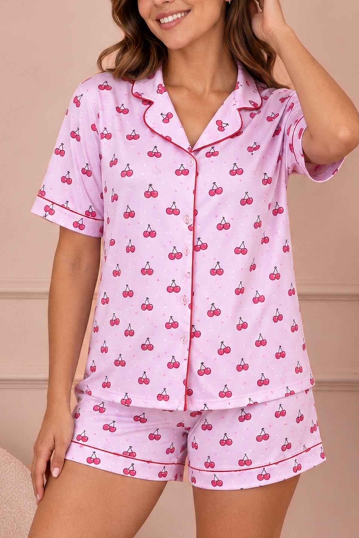 PIJAMA BRUSH SHORT MANGAS CHERRYS